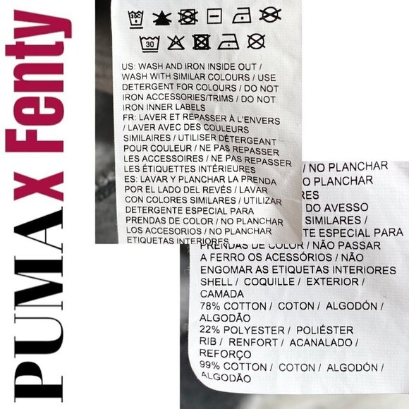 PUMA x FENTY Gray Cropped Oversized Lace Up Rising Sun Hoodie, Size Small - Picture 9 of 12